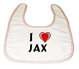 Baby Bib with I Love Jax (first name/surname/nickname) by Shopzeus