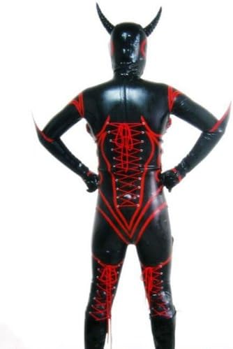 Howriis Women's Black Heavy Latex Catsuit with Inflatable Breast and Hood (Medium, Black)