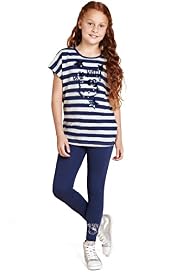 Hello Kitty Cotton Rich Striped T-Shirt & Leggings Outfit