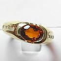 14K Yellow Gold Madeira Citrine and Diamond Ring