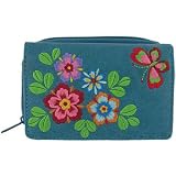 Lavishy Faux Blue Leather Garden Coin and Card Wallet