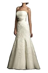 Strapless Sheath Tulle Applique Lace  Dress with a Court Train  With a Sash 