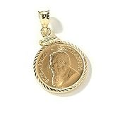 14K Gold 1980 First Year Issue 22K 1/10 Oz Krugerrand Coin Pendant