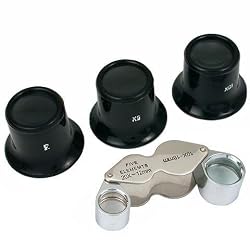5X 10X 20X Double Folding Loupe Eye Magnifiers 4Pc Set