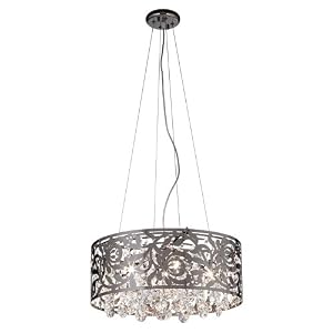 Black Nickel and Crystal Round Pendant Chandelier