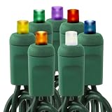 Multi-Color Frost - 50 LED Bulbs - Wide Angle Lens - Length 25 ft. - Bulb Spacing 6 in. - Green Wire - Polka Dot Christmas Mini Light String - Superior Holiday Lighting 1100031