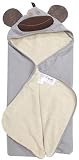3 Sprouts Organic Hooded Towel, Monkey Gray