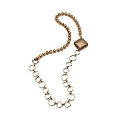Pearl and Chain Necklace in Olive