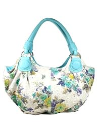 Garden Of Eden' Oversized Floral Satchel - Turquoise Blue - Free Shipping