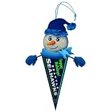 Pack of 3 NFL Seattle Seahawks Lighted Snowman Pennant Christmas Ornaments 5"