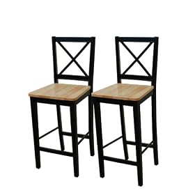 30 inch Virginia Cross Back Stools (Set of 2), Black natural by Target Marketing Systems