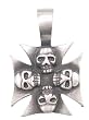 Iron Cross Skulls Pewter Pendant Necklace