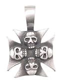 Iron Cross Skulls Pewter Pendant Necklace
