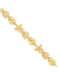 14 Karat Yellow Gold Seashell Theme Bracelet - 7.25 Inch