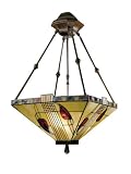 Dale Tiffany 2720 3LTY Henderson Pendant Light - Antique Bronze and Art Glass Shade