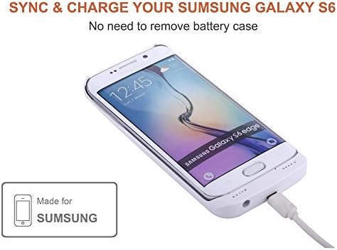 Magotan External Protective Battery Case for Samsung Galaxy S6edge(5.1), Magotan 4200mah Extended Battery Case Back up Power Bank for Samsung Galaxy S6edge Back up , Samsung Galaxy S6 Edge Charger Case / Samsung Galaxy S6 Edge Charging Case Extended Samsung Charger Backup Power Bank Battery Pack Cover Cases Fit with Any Version of Samsung Galaxy S6 Edge 5.1 /Galaxy S6 Edge Battery Pack / Galaxy S6 Edge Power Case / Galaxy S6 Edge Battery Charger Lightning Charging Port, Kick Stand, Slim Fit Slider Design (White)