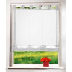 Raffrollo Voile UNI mit Schlaufen, 160x100, Wei�, 61008