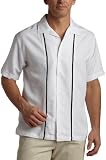 Cubavera Men's Short Sleeve Insert Rt Panel,White,X-Large