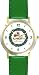 Siamese Cat Under Christmas Tree with Presents or Gifts in Christmas Wreath - JP - WATCHBUDDY&Acirc;&reg; DELUXE TWO-TONE THEME WATCH - Arabic Numbers - Green Leather Strap-Size-Women's Size-Small
