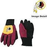 Washington Redskins Color Block Yellow Grip Work Glove w/ Red Fingers
