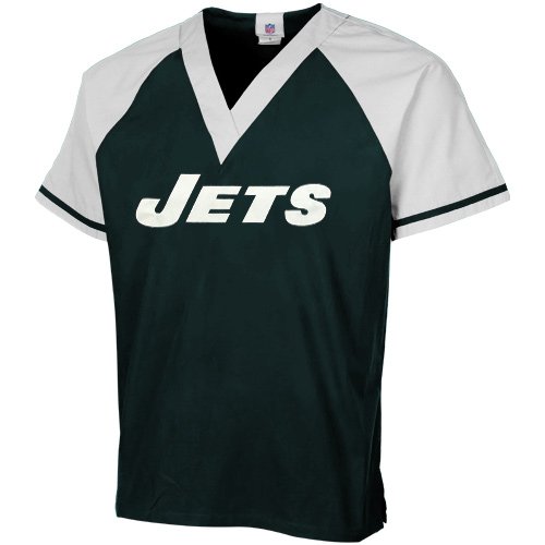 NFL New York Jets Green-White Raglan Color Block Scrub Top (Medium) at Amazon.com