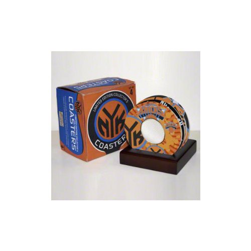 New York Knicks 4 pack Coaster Set with Game Used Jersey