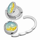 Designer Collection Magnetic Foldable Purse Hook/hanger with Hidden Mirror White Butterfly Yellow Flowers
