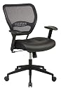 Air Grid Back Deluxe Task Chair With Leather Seat, Adjustable Angled Arms, and Angled Chrome Base By Office Star