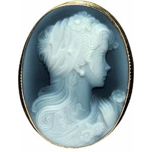 Cameo Pin Pendant Italian Handcrafted 18k Gold Agate Stone by