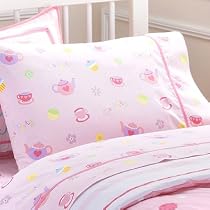 Tea Party Standard Cotton Pillowcase by Olive Kids