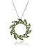Sterling Silver Peridot Leaf Design Circle Pendant
