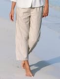 Khaki Stripe Cropped Pants
