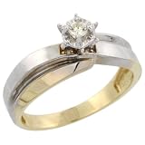 Sterling Silver (Gold Plated) Diamond Engagement Ring, w/ 0.05 Carat Brilliant Cut Diamonds, 1/4 in. (6mm) wide