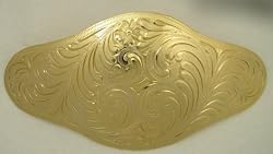 EXTRA LARGE GERMAN SILVER GOLD PLATED BELT BUCKLE (6-3/4" X 3-3/8" BUCKLE)