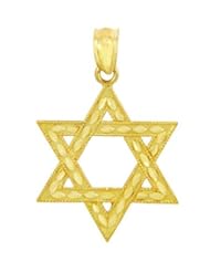 14k Gold Judaica Charm Jewish Star of David Pendant (Small)