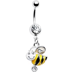 Clear Gem Loving Bumble Bee Belly Ring