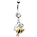 Clear Gem Loving Bumble Bee Belly Ring