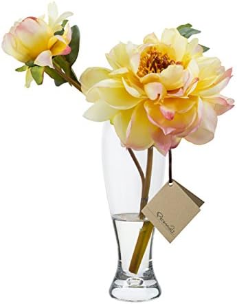 Perennials Single Vintage Peony in Soft Yellow - Glass Vase