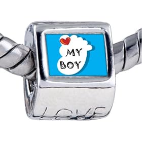 Pandora Style Bead Heart Baby Boy Foot Blue Beads Fits Pandora Bracelet