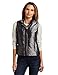 Jones New York Women's Chanel Quilted Zip Front Mock Neck Vest, Shiny Charcoal, Large