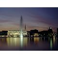 Poster Hamburg - Binnenalster am Abend, 50x70 cm, Farbe