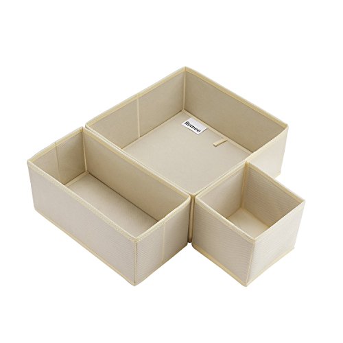 Avinee Foldable Fabric Closet Dresser Drawer Storage Organizer, Cloth Storage Box Organizer Bins For Underwear, Socks, Bras, Tights, Leggings - 3 Set