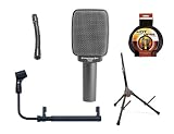 Sennheiser E609 Silver Instrument Microphone with Cabgrabber Microphone Holder for Guitar Amp, Ultimate Support Amp Stand and 20' XLR Microphone Cable