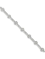 Genuine .925 Sterling Silver Diamond Bracelet 5.1 Grams . 100% Satisfaction Guaranteed.