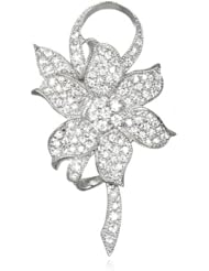 White Cubic-Zirconia Flower Pin Brooches