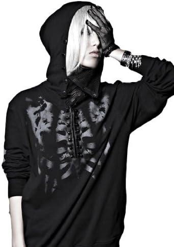 Blooms Punk Black Ninja Skeleton Head Sweater Hoodie (Medium)