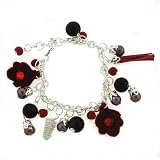 Silver Tone Red Charm Bracelet