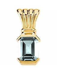 18K Yellow Gold Emerald Cut Sky Blue Topaz Pendant -- LIFETIME WARRANTY