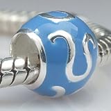 Zodiac Leo Aquamarine Enamel Authentic 925 Sterling Silver Charm Fits Pandora Charm Chamilia Biagi Troll Beads Europen Style Bracelets