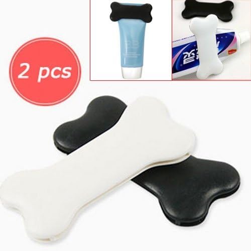 Bone Shape Toothpaste Dispenser Squeezer Bathroom - Black and White